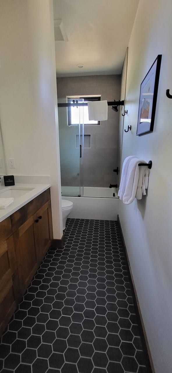 Hex tile floor bathroom